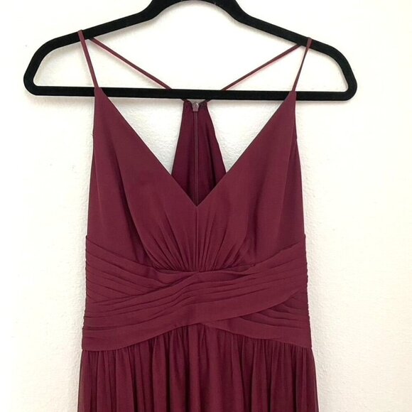 David's Bridal Celebrate F20052 Spaghetti Strap Mesh Cross Waist Dress Size 8 - Picture 11 of 15